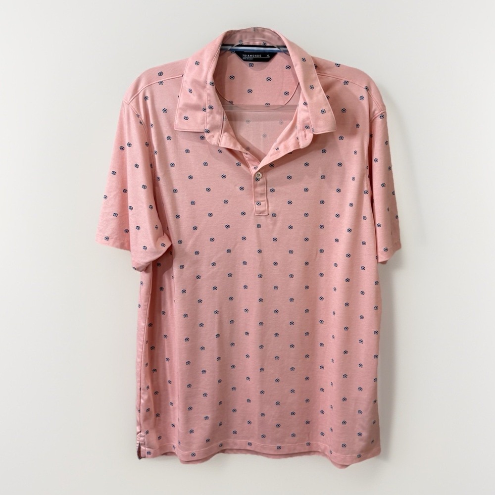 7 Diamonds Shirt XL Men's 4 Way Stretch Pink Activewear Golf Short Sleeve